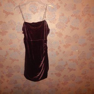 SEXY SHEIN CHOCOLATE VELVET BLING MINI DRESS NEW